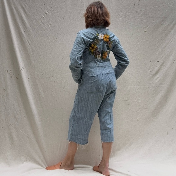 Vintage Herringbone cut off & embroidered coveralls - Picture 8 of 10